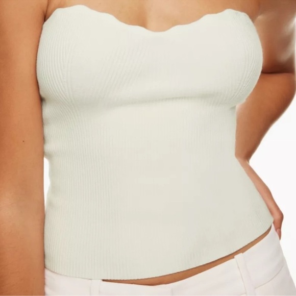 WILFRED Tops & Bodysuits Heaven Top Sweetheart Ribbed Knit Strapless Tube Top MD - Picture 8 of 9